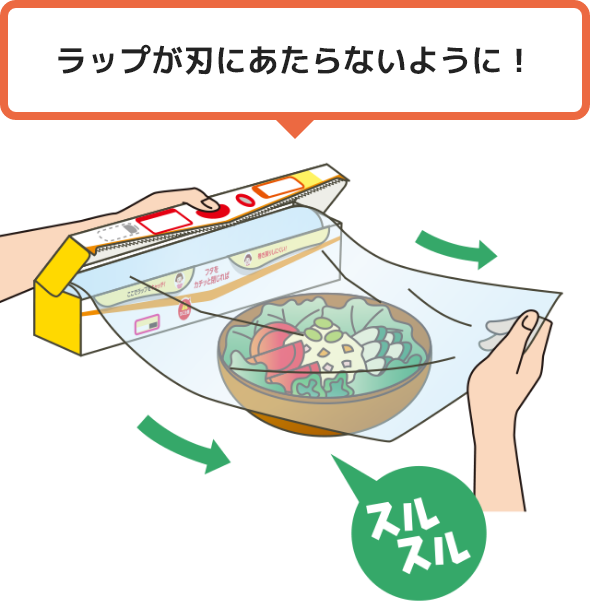 ラップが刃にあたらないように！