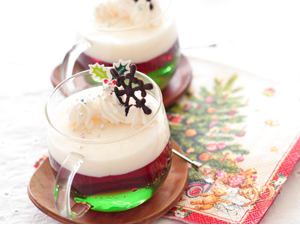 クリスマスカラーの３色ゼリー