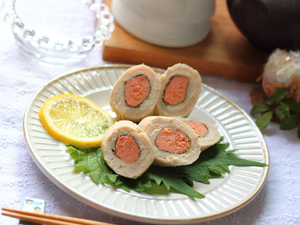 鶏ささみの明太子巻き