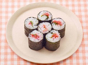 梅と三つ葉とわさびののり巻き