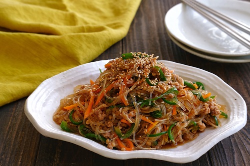 レンジで簡単！野菜たっぷりチャプチェ