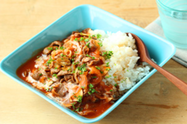 子どもに大人気！レンジでかんたん！デミグラ丼<