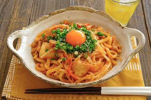 レンジで簡単！豚キムチうどん