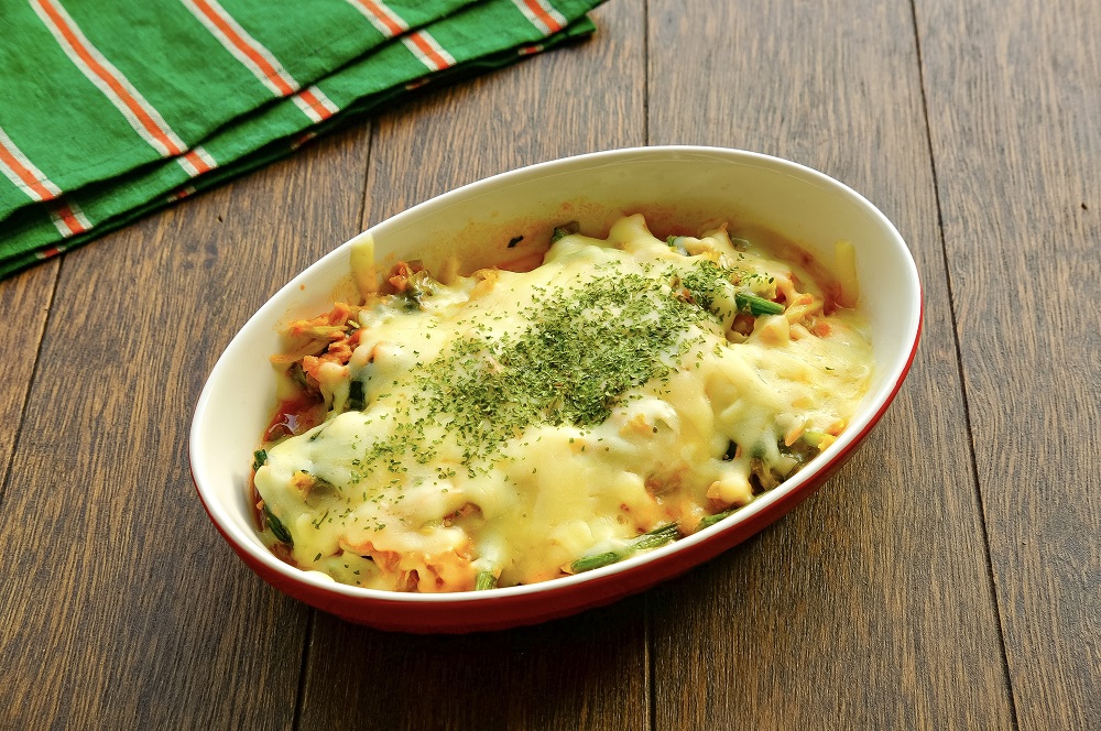 キャベツとほうれんそうのツナチーズ蒸し